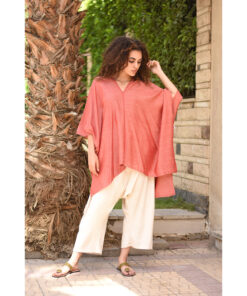 Reddish High-Low Viscose Top Handwoven Viscose Top Handmade in Egypt & available in Jozee boutique