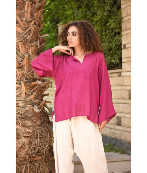 Purple Handwoven Viscose Top Handmade in Egypt & available in Jozee boutique