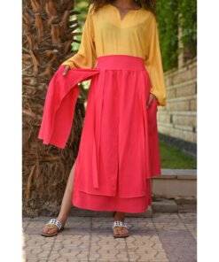 Fuchsia Linen Slices Skirt handmade in Egypt & available at Jozee boutique