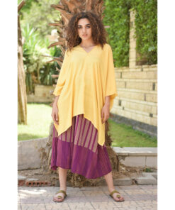 Yellow High-Low Viscose Top Handwoven Viscose Top Handmade in Egypt & available in Jozee boutique