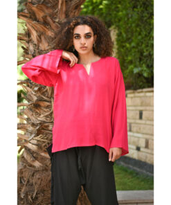 Fuchsia Handwoven Viscose Top Handmade in Egypt & available in Jozee boutique