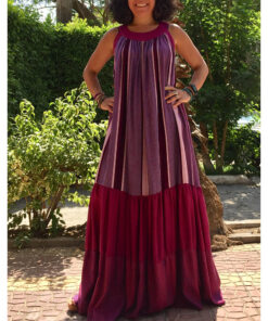 Shades of Purple Flowy Viscose Dress handmade in Egypt & available in Jozee boutique