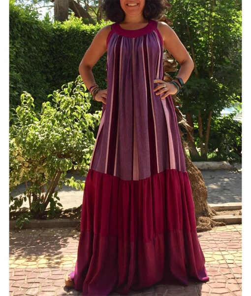 Shades of Purple Flowy Viscose Dress handmade in Egypt & available in Jozee boutique