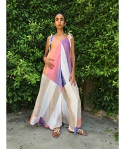 Multicolored Flowy Jumpsuit/Dress handmade in Egypt & available at Jozee boutique