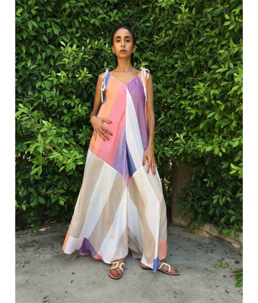 Multicolored Flowy Jumpsuit/Dress handmade in Egypt & available at Jozee boutique