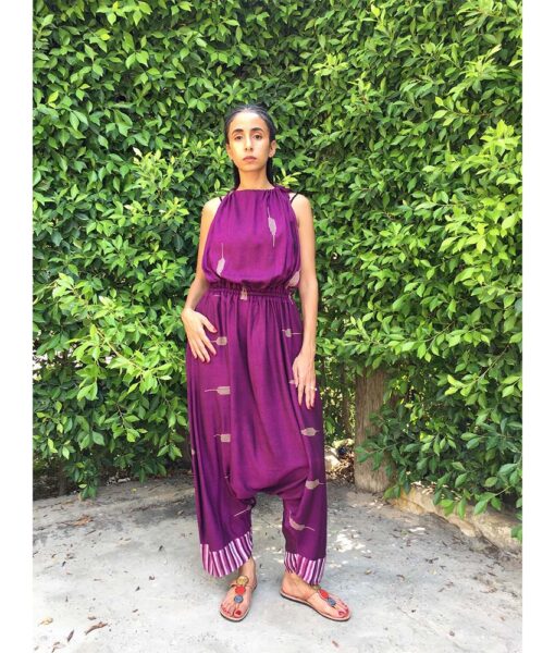 Dark Purple Adjustable Viscose Jumpsuit handmade in Egypt & available in Jozee boutique