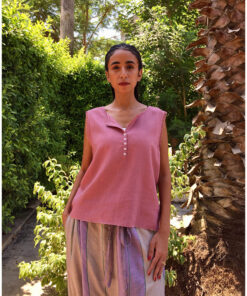 Dark Rose Linen Top handmade in Egypt & available in Jozee boutique