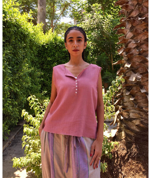 Dark Rose Linen Top handmade in Egypt & available in Jozee boutique