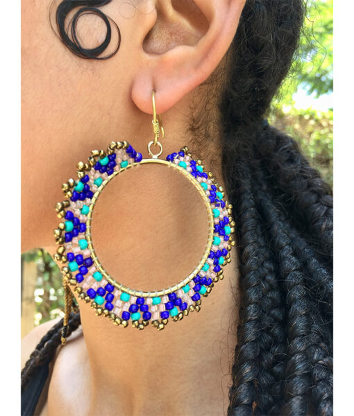 Multicolored Beaded Copper Earrings handmade in Egypt & available in Jozee Boutique