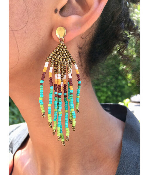 Multicolored Beaded Earrings handmade in Egypt & available in Jozee Boutique