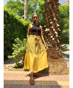 Yellow & Black Viscose Skirt handmade in Egypt & available in Jozee boutique