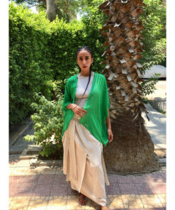 Apple Green Handwoven Viscose Light Cardigan Handmade in Egypt & available in Jozee boutique