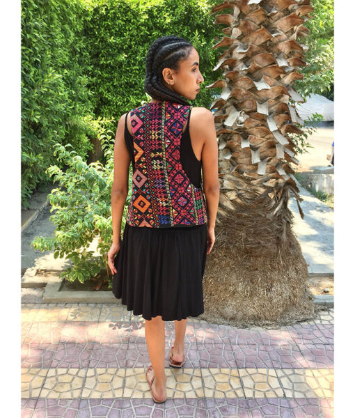 Black Embroidered Vest Hand Beaded Evening Vest handmade in Egypt & available at Jozee boutique