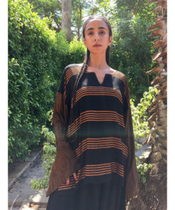 Black & Oxide Handwoven Viscose Top Handmade in Egypt & available in Jozee boutique