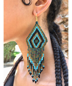 Multicolored Beaded Earrings handmade in Egypt & available in Jozee Boutique