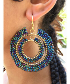 Multicolored Beaded Copper Earrings handmade in Egypt & available in Jozee Boutique