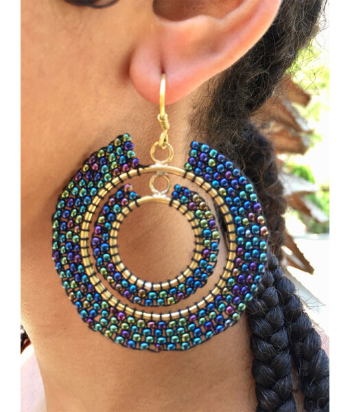 Multicolored Beaded Copper Earrings handmade in Egypt & available in Jozee Boutique