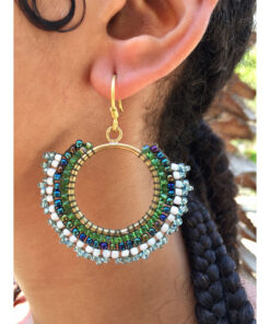 Multicolored Beaded Copper Earrings handmade in Egypt & available in Jozee Boutique