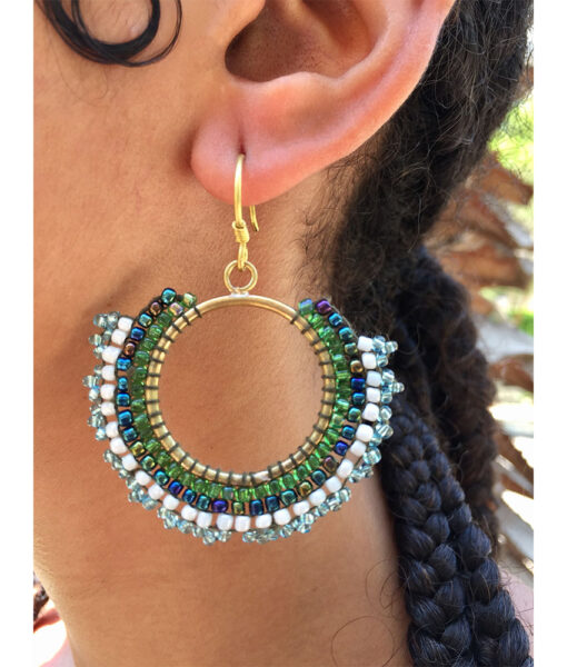 Multicolored Beaded Copper Earrings handmade in Egypt & available in Jozee Boutique