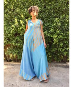 Baby Blue Flowy Jumpsuit/Dress handmade in Egypt & available at Jozee boutique