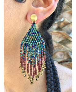 Multicolored Beaded Earrings handmade in Egypt & available in Jozee Boutique