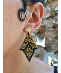 Black & Gold Beaded Earrings handmade in Egypt & available in Jozee Boutique