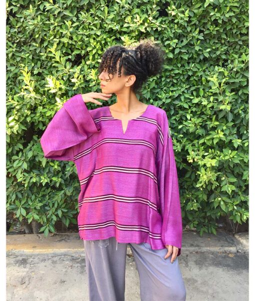 Purple Handwoven Viscose Top Handmade in Egypt & available in Jozee boutique