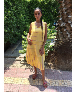 Yellow & Purple Viscose Midi Sleeveless Dress Handmade in Egypt & available in Jozee boutique