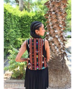 Black Siwa Embroidered Vest Hand Beaded Evening Vest handmade in Egypt & available at Jozee boutique