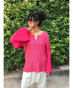 Fuchsia Handwoven Viscose Top Handmade in Egypt & available in Jozee boutique