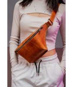 Camel Genuine Leather backpack handmade in Egypt and available at Jozee Boutique.