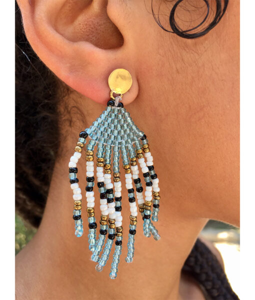 Multicolored Beaded Earrings handmade in Egypt & available in Jozee Boutique