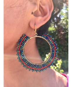 Multicolored Beaded Copper Earrings handmade in Egypt & available in Jozee Boutique