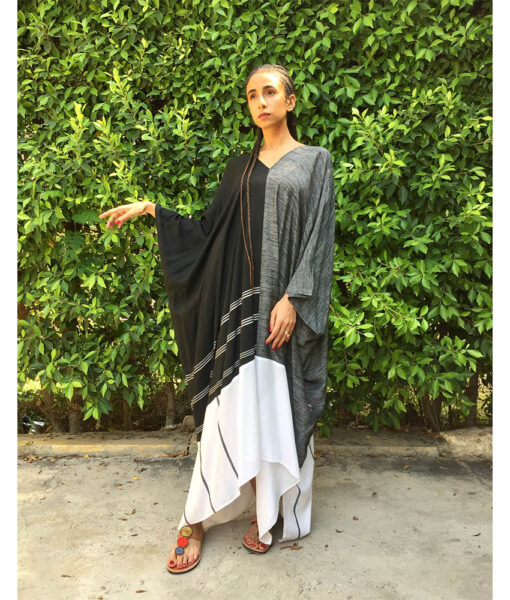 Multicolored Handwoven Viscose Long Kaftan Handwoven Viscose Top made in Egypt & available in Jozee boutique