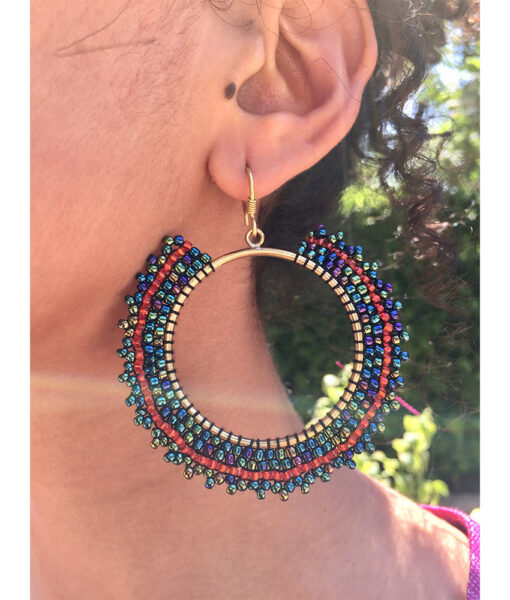 Multicolored Beaded Copper Earrings handmade in Egypt & available in Jozee Boutique