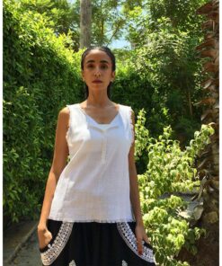 White Linen Top handmade in Egypt & available in Jozee boutique