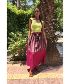 Purple & Green Viscose Skirt handmade in Egypt & available in Jozee boutique