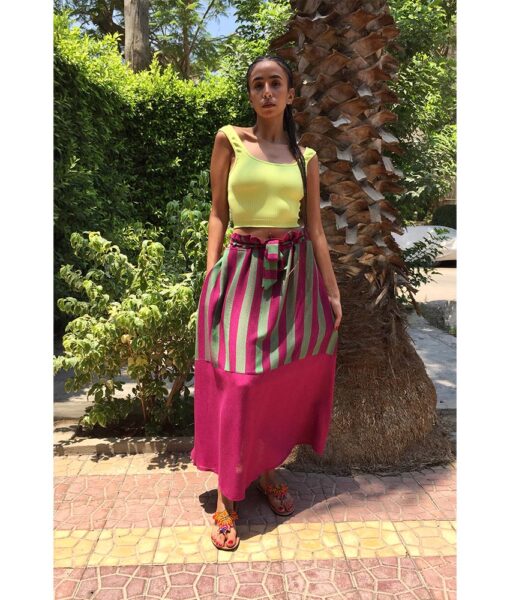 Purple & Green Viscose Skirt handmade in Egypt & available in Jozee boutique