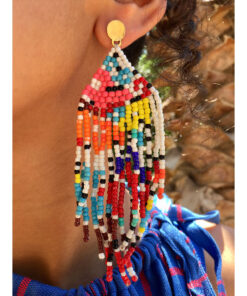 Multicolored Beaded Earrings handmade in Egypt & available in Jozee Boutique