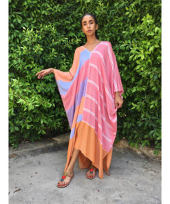 Multicolored Handwoven Viscose Long Kaftan Handwoven Viscose Top made in Egypt & available in Jozee boutique