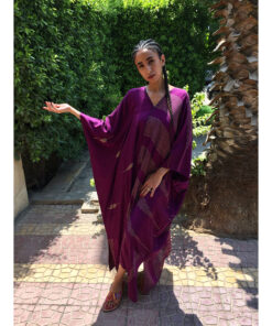 Purple Handwoven Viscose Long Kaftan Handwoven Viscose Top made in Egypt & available in Jozee boutique