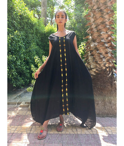 Black Embroidered Dress handmade in Egypt & available in Jozee boutique