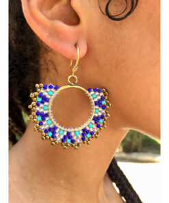 Multicolored Beaded Copper Earrings handmade in Egypt & available in Jozee Boutique