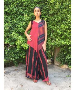 Black & Red Flowy Jumpsuit/Dress handmade in Egypt & available at Jozee boutique