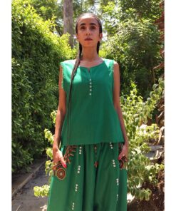 Green Linen Top handmade in Egypt & available in Jozee boutique