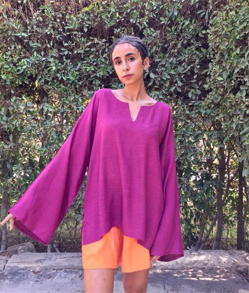 Purple Handwoven Viscose Top Handmade in Egypt & available in Jozee boutique