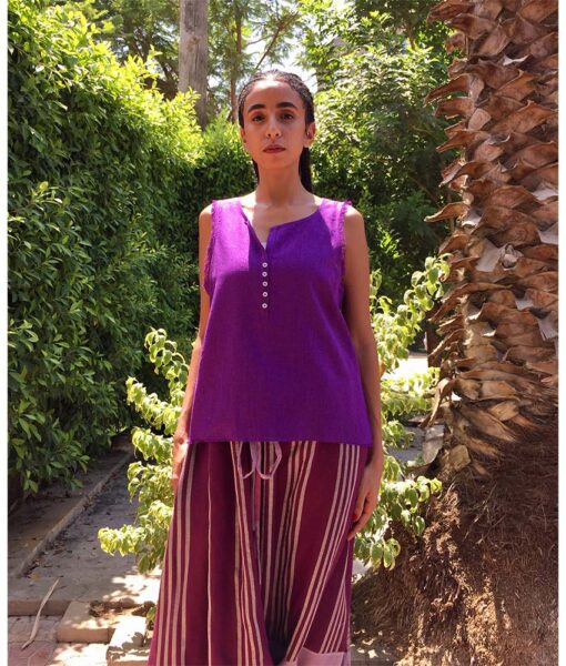 Purple Linen Top handmade in Egypt & available in Jozee boutique