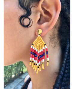 Multicolored Beaded Earrings handmade in Egypt & available in Jozee Boutique