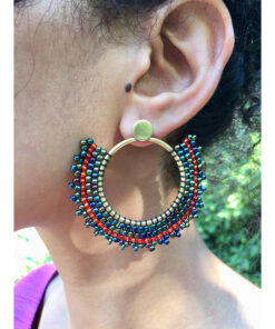 Multicolored Beaded Copper Earrings handmade in Egypt & available in Jozee Boutique