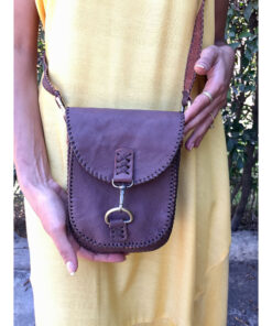 Brown Genuine Leather Cross Bag handmade in Egypt & available at Jozee Boutique.